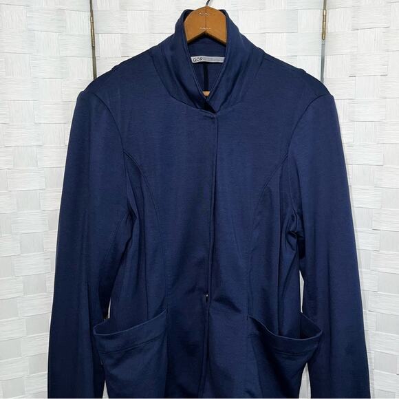 QOR Women’s Travel Blazer Size Large Odor Control Navy Blue Business Casual - Picture 3 of 10